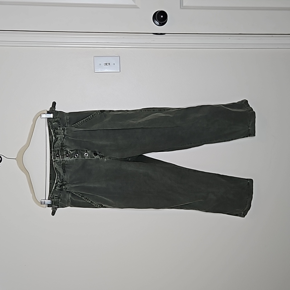 FREE PEOPLE Compass Star Cotton Green Trousers Size 12 - Picture 3 of 13